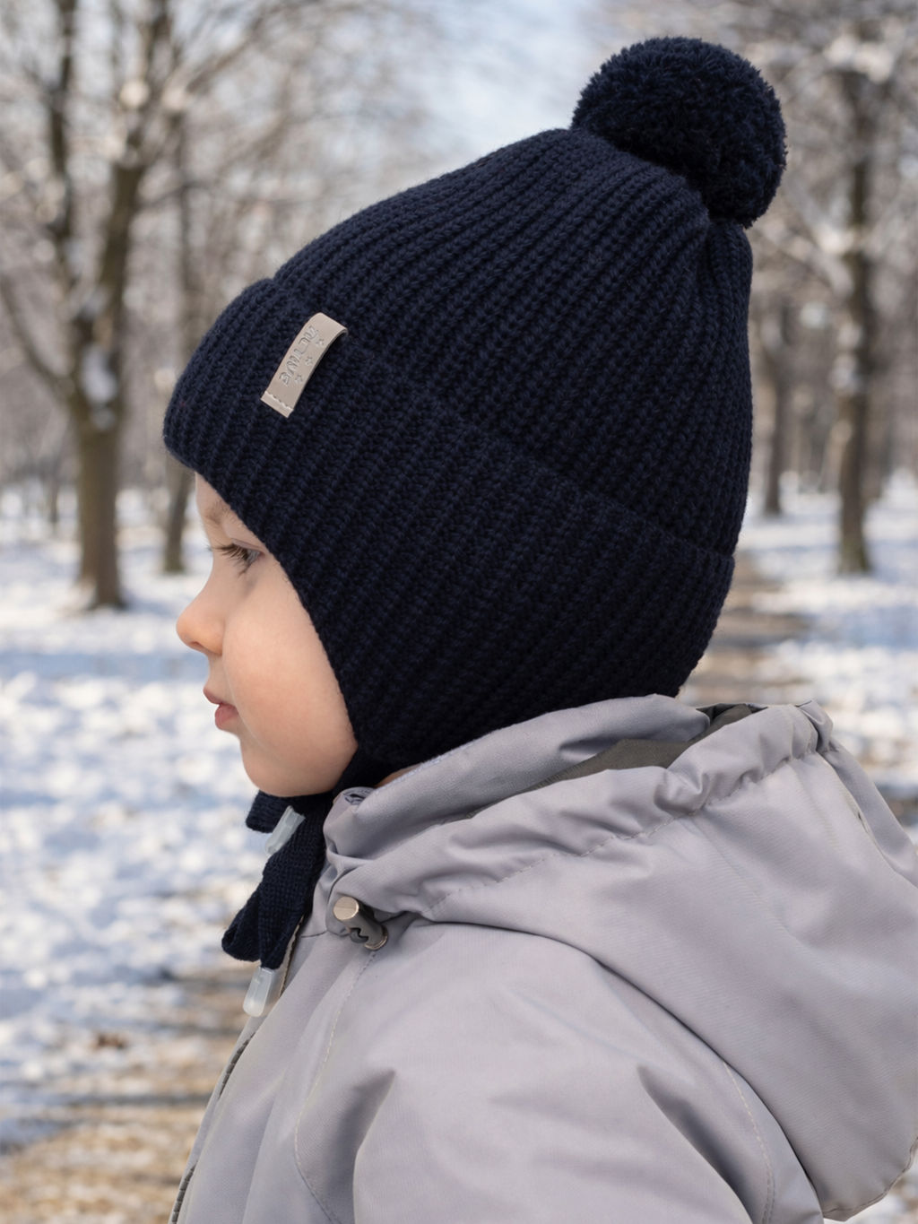 Шапка вязаная темносиняя