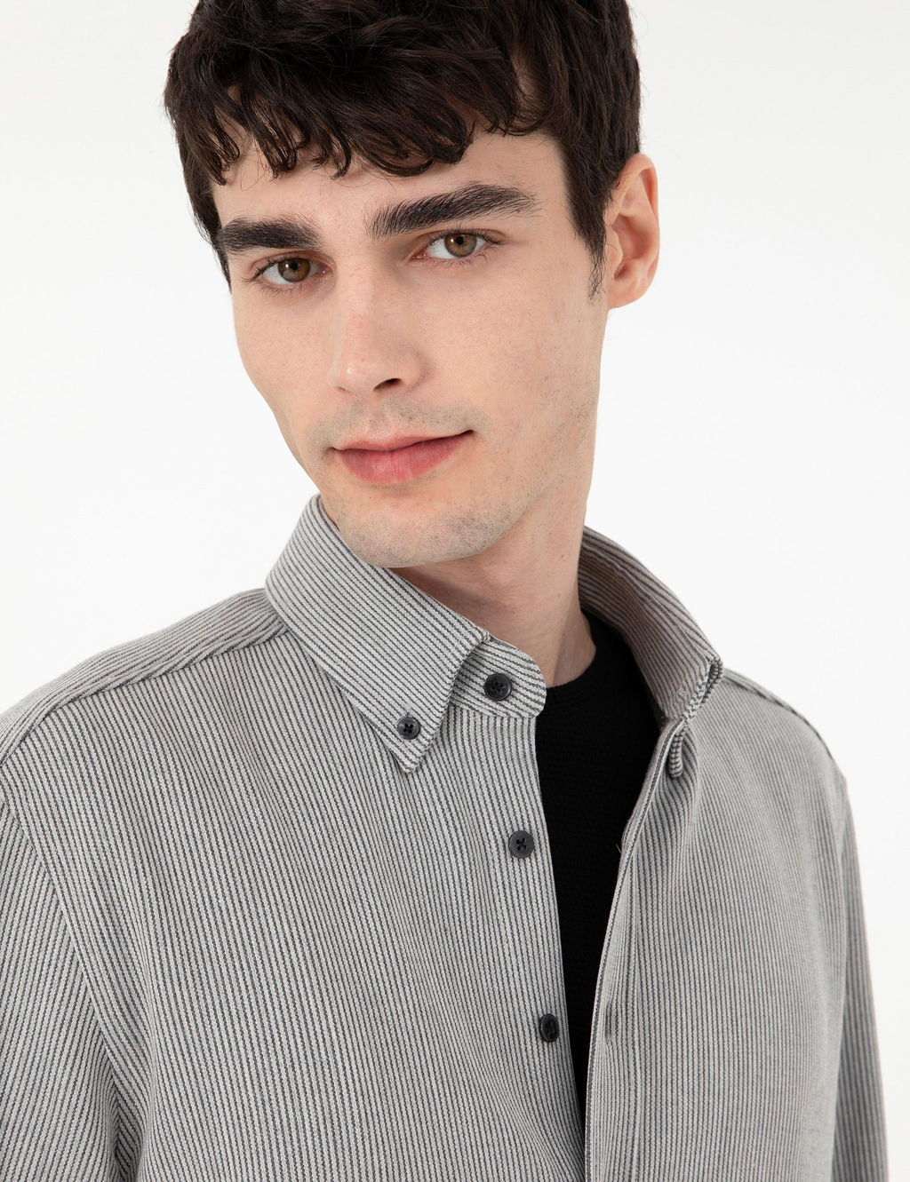 Gri _izgili Regular Fit Uzun Kollu G_mlek - Pierre cardin фото 2