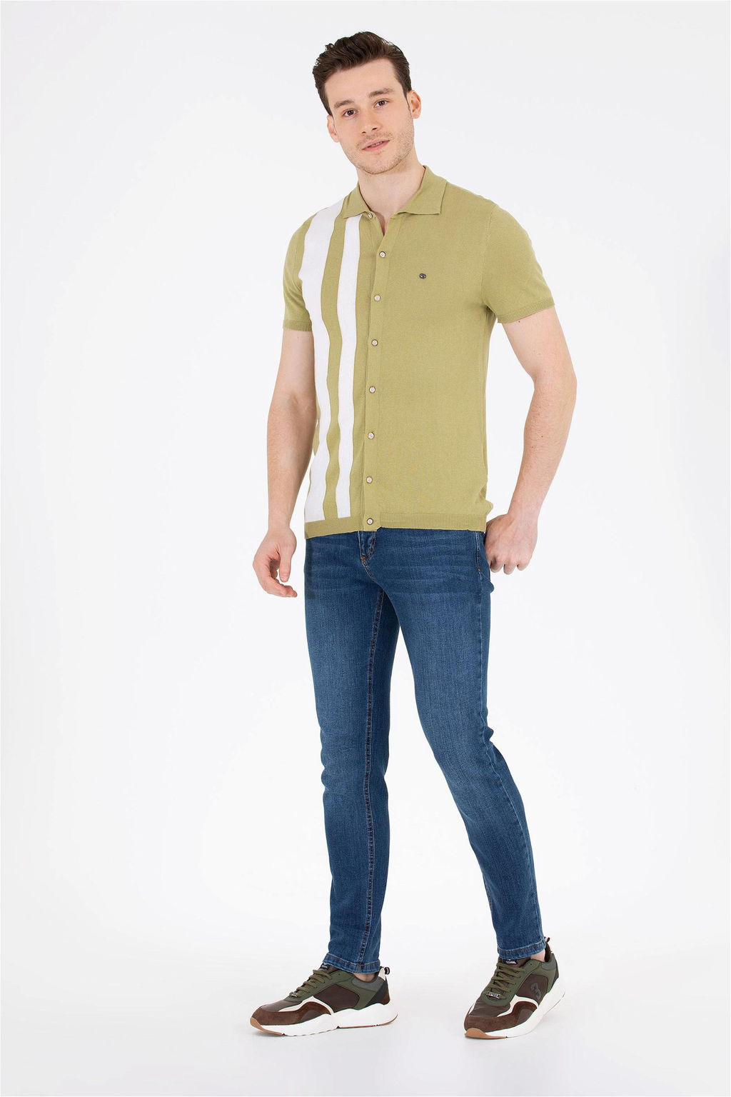 Мужской трикотажный свитер цвета хаки - U.s. polo assn фото 4