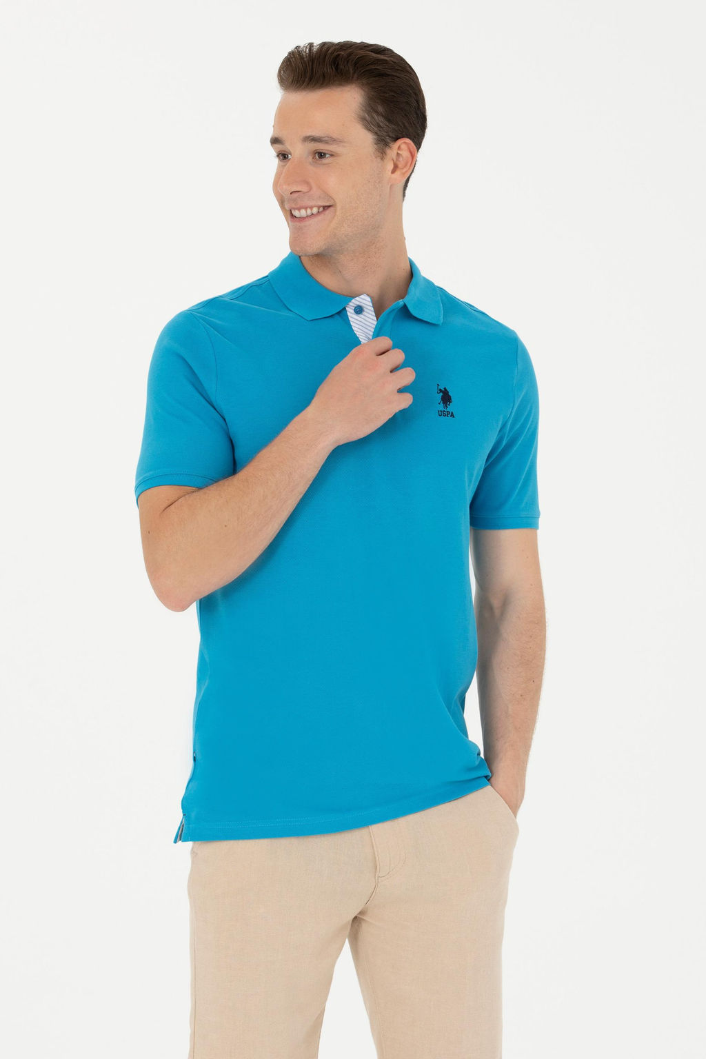 Мужская кобальтово-синяя базовая футболка - U.s. polo assn фото 8