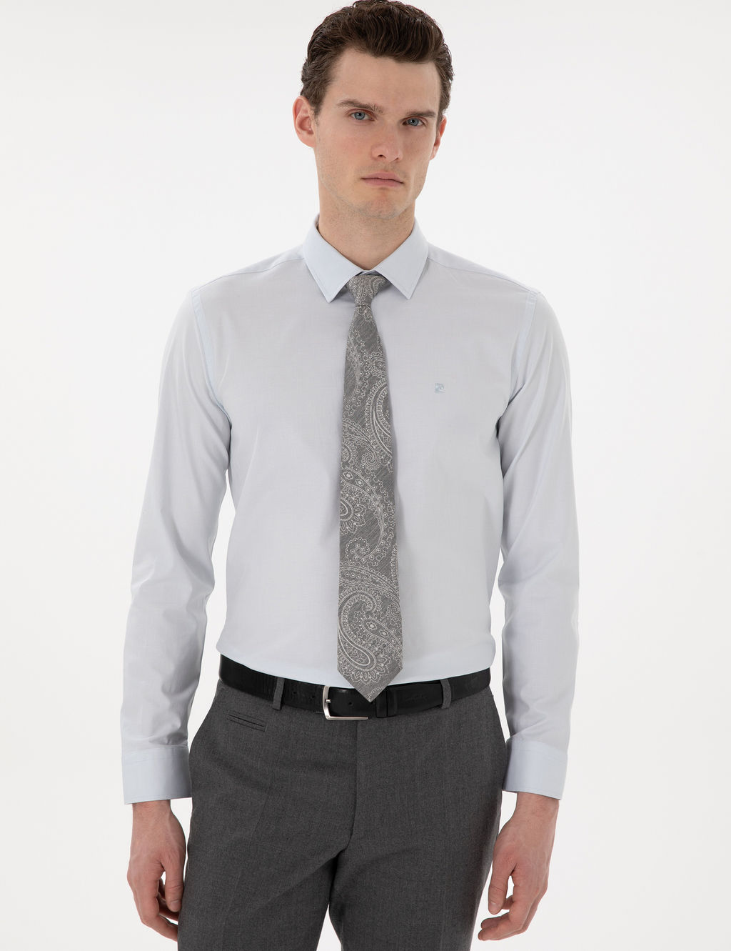 A__k Mavi Slim Fit Uzun Kollu Basic G_mlek