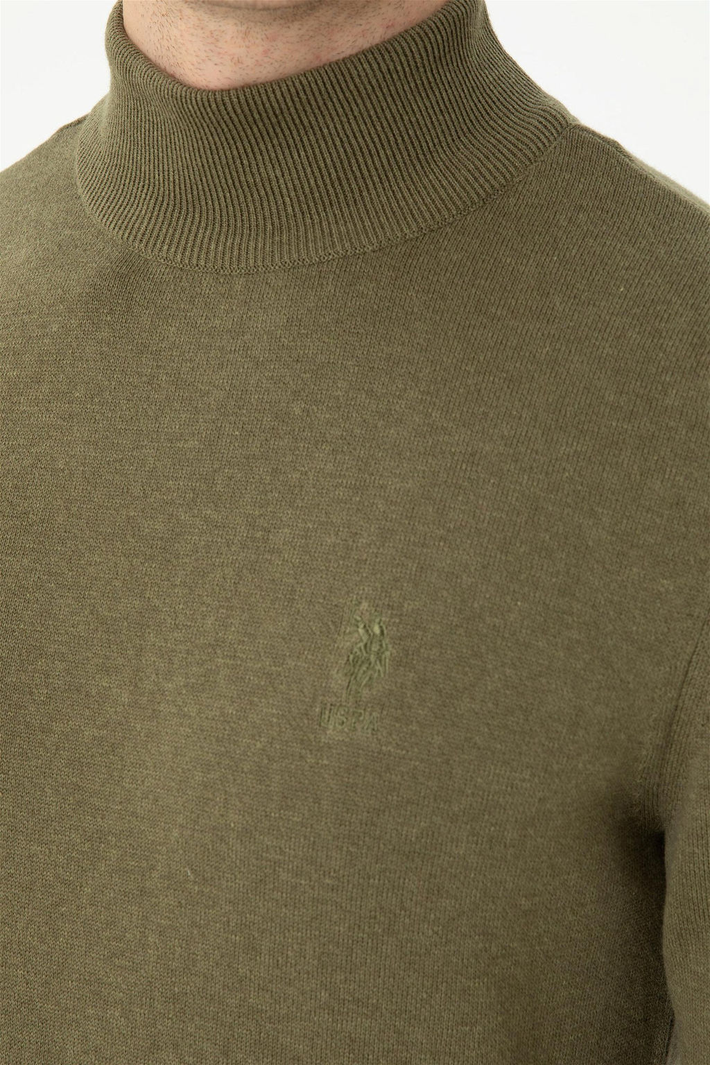 U. S. Polo Assn Мужской базовый свитер хаки меланжевого цвета - U.s. polo assn фото 14