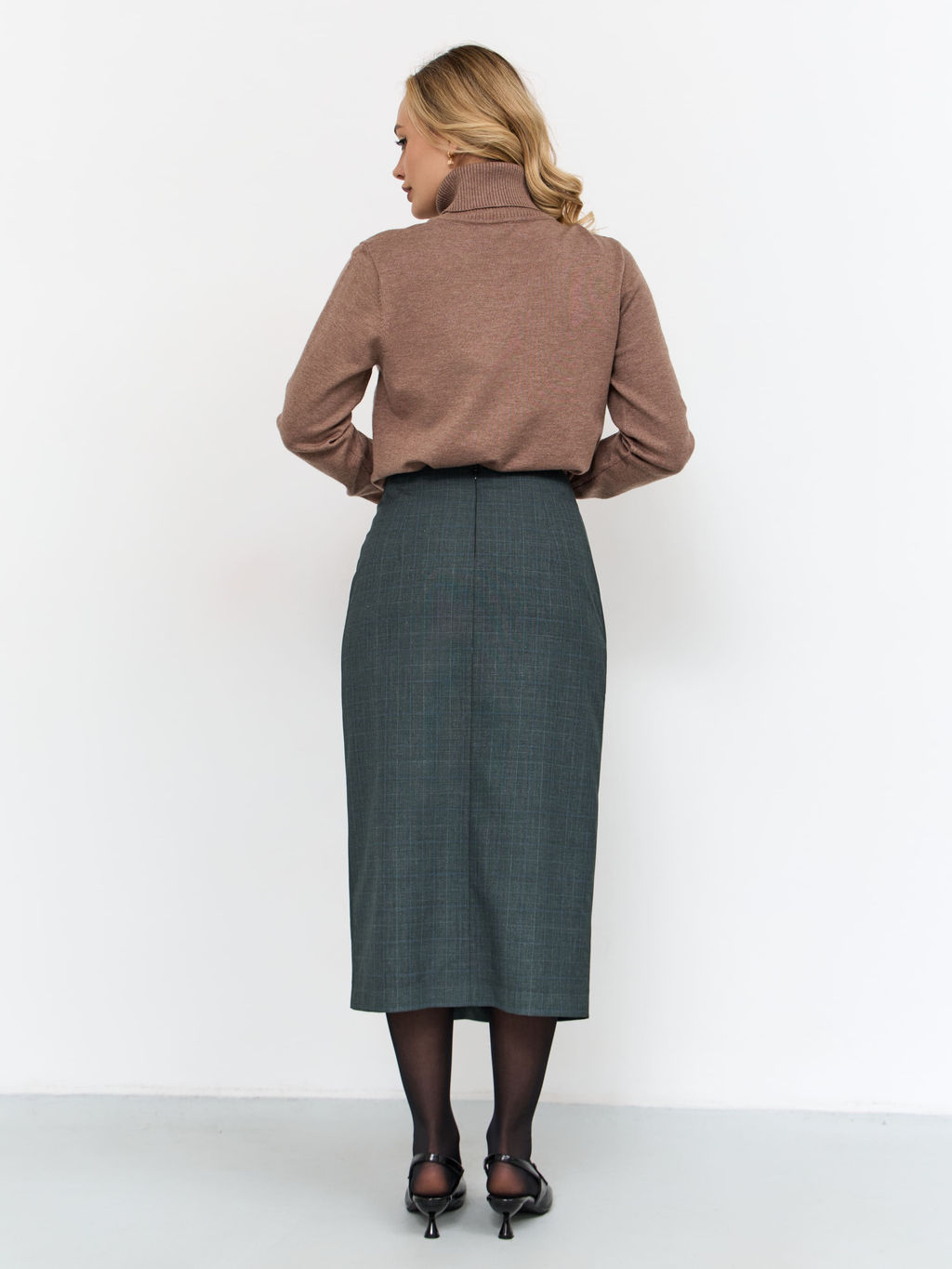 Юбка T-lab TL-SKT-010TK-JSP-изумрудный клетка  фото 4