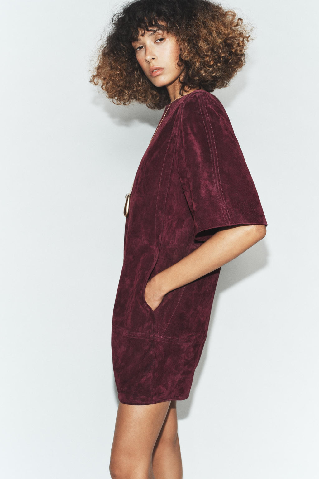 100% LEATHER SUEDE SHORT DRESS - Zara фото 17