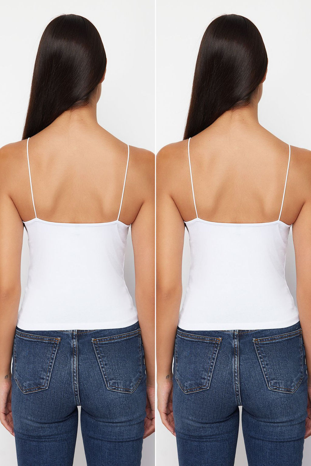 TRENDYOLMILLA Siyah-Beyaz Ask?l? Regular Esnek 2li Paket Orme Atlet TWOSS24AL00048  фото 12