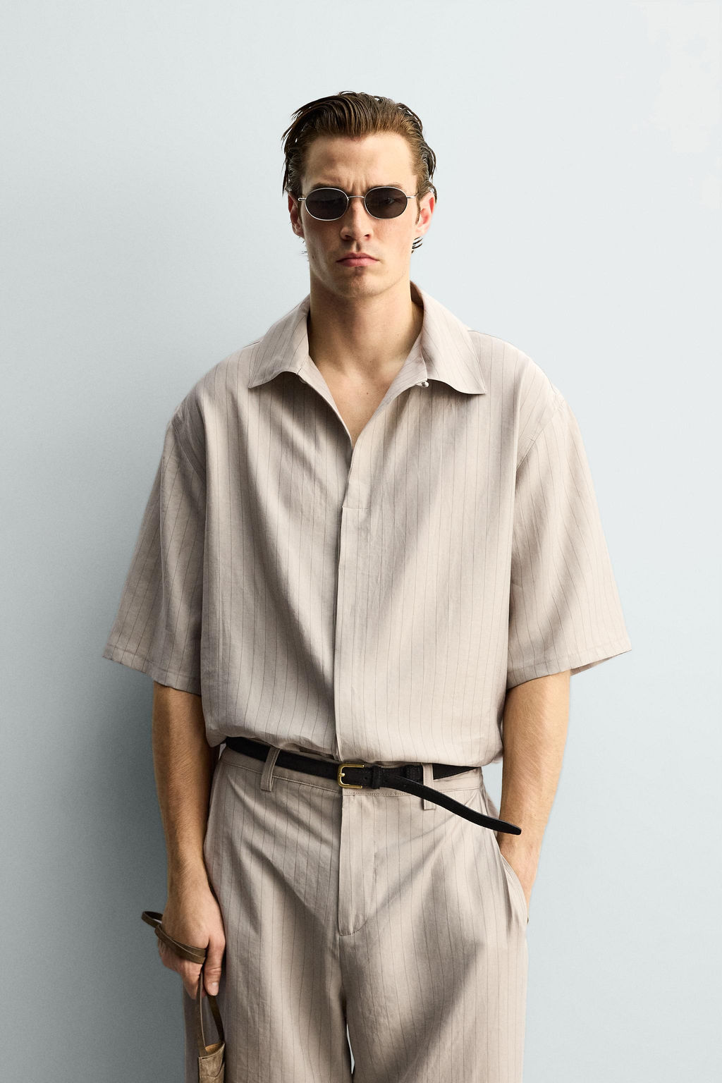 CAMISA FLUIDA RELAXED FIT / Gris / Tostado - Zara фото 2
