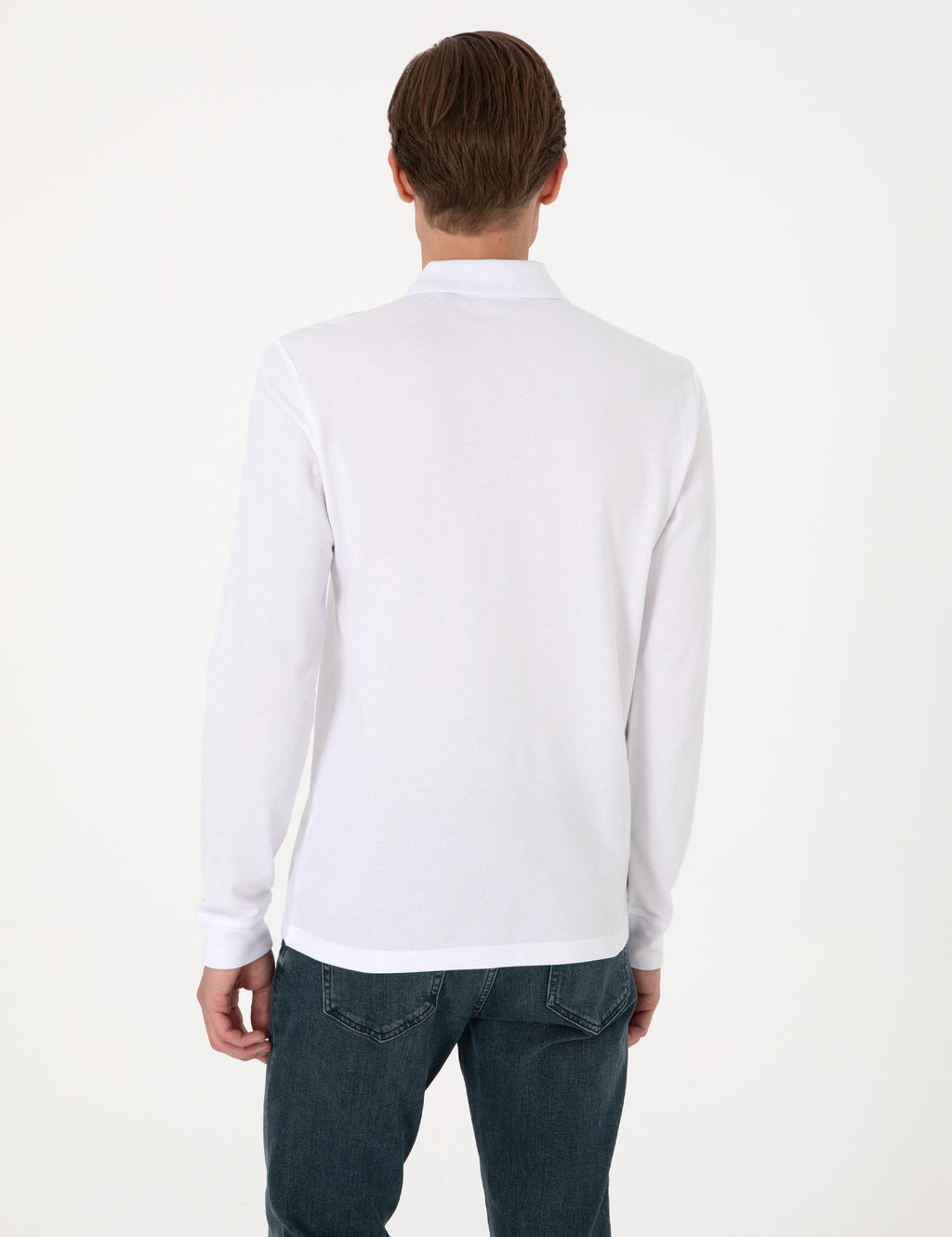 Beyaz Slim Fit K_vr_lmaz Polo Yaka Basic Pike Sweatshirt - Pierre cardin фото 5
