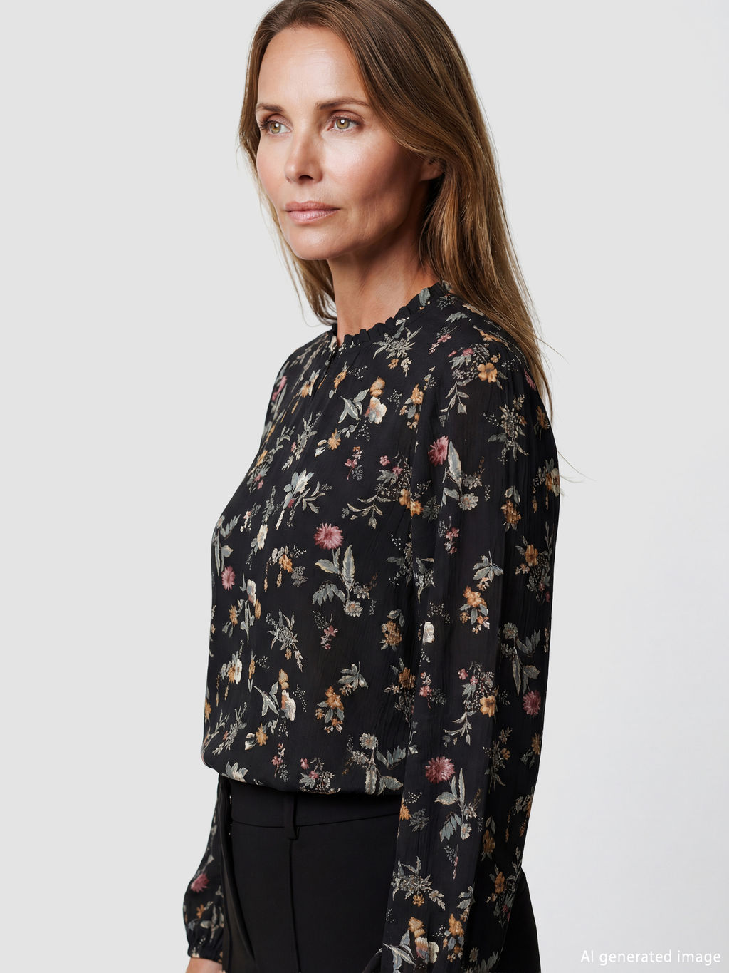 F?rf?rl? Dik Yaka ?i?ekli Bluz