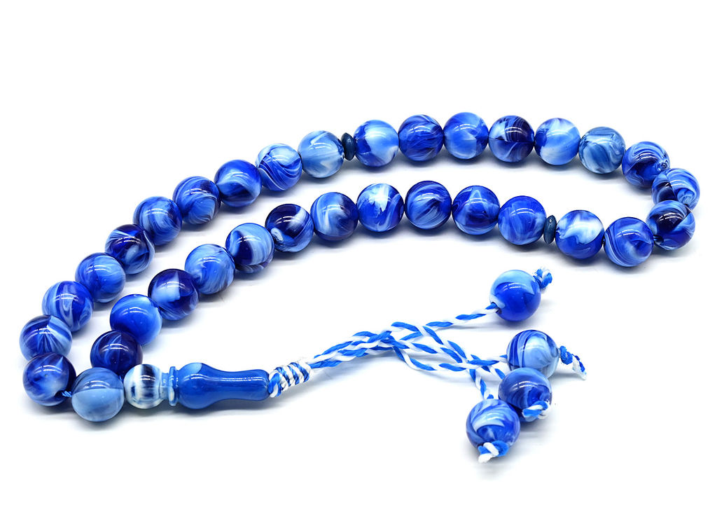 Четки шарик 13мм синий, 33 бусины, 43см