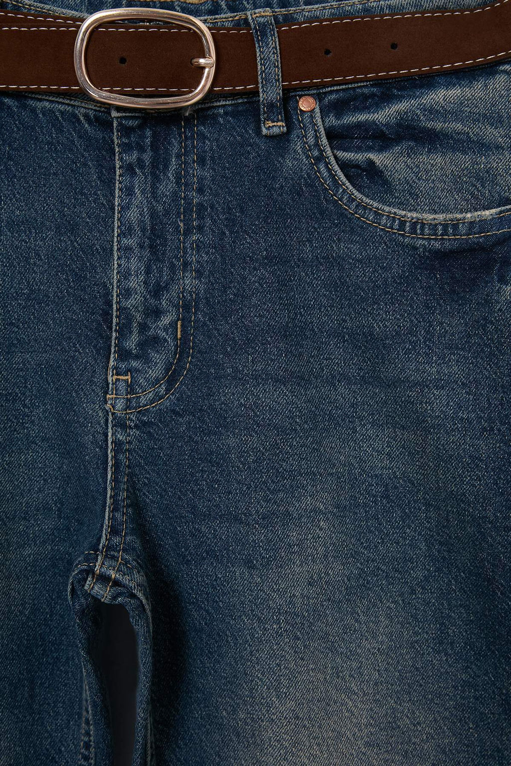 Koyu Mavi Az Esnek Normal Bel Flare Bootcut Jeans TWOAW27JE00141 - Trendyolmilla фото 2