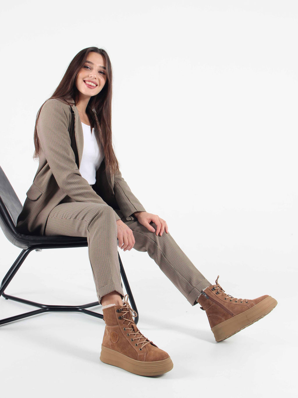 Ботинки 219.warmbr. Светло коричневый/Байка