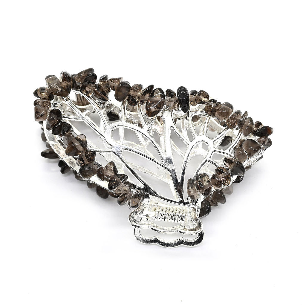 Заколка краб для волос бабочка с раухтопазом 8*3,5*5см