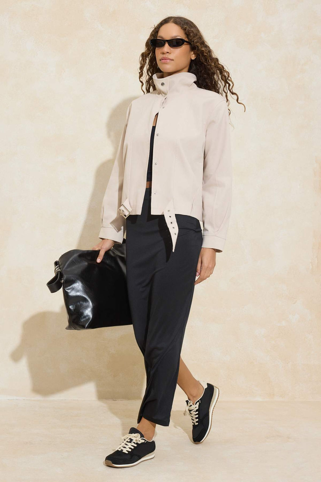 Tas Regular Kal?p Kemer Detayl? Gabardin Ceket Mont TWOSS26MO00003 - Trendyolmilla фото 2