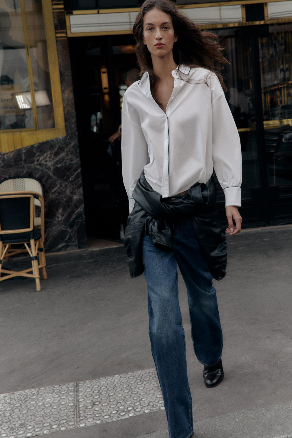 POPLIN SHIRT WITH CONTRAST PIPING
