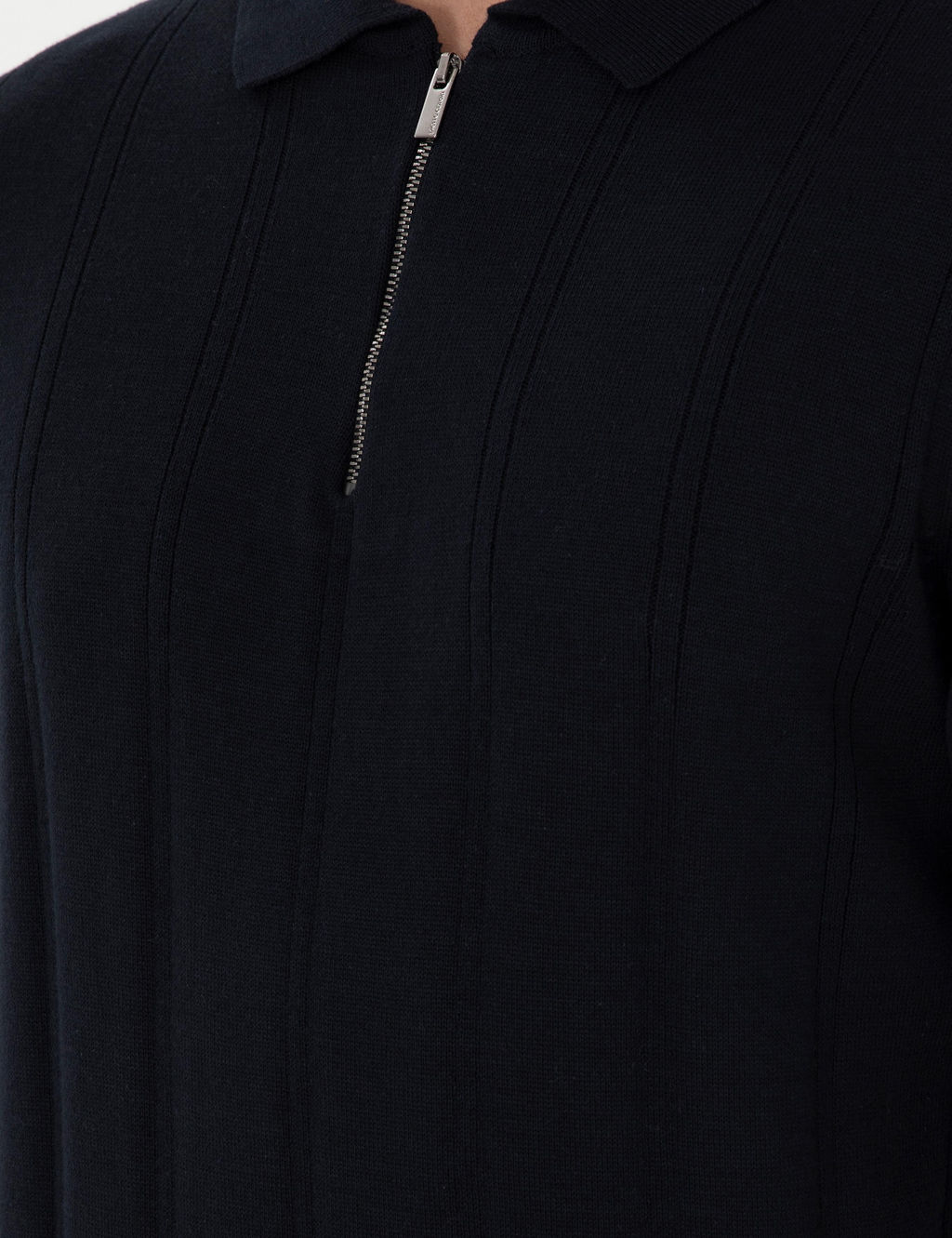 Lacivert Slim Fit Fermuarl_ Polo Yaka Triko Kazak - Pierre cardin фото 7