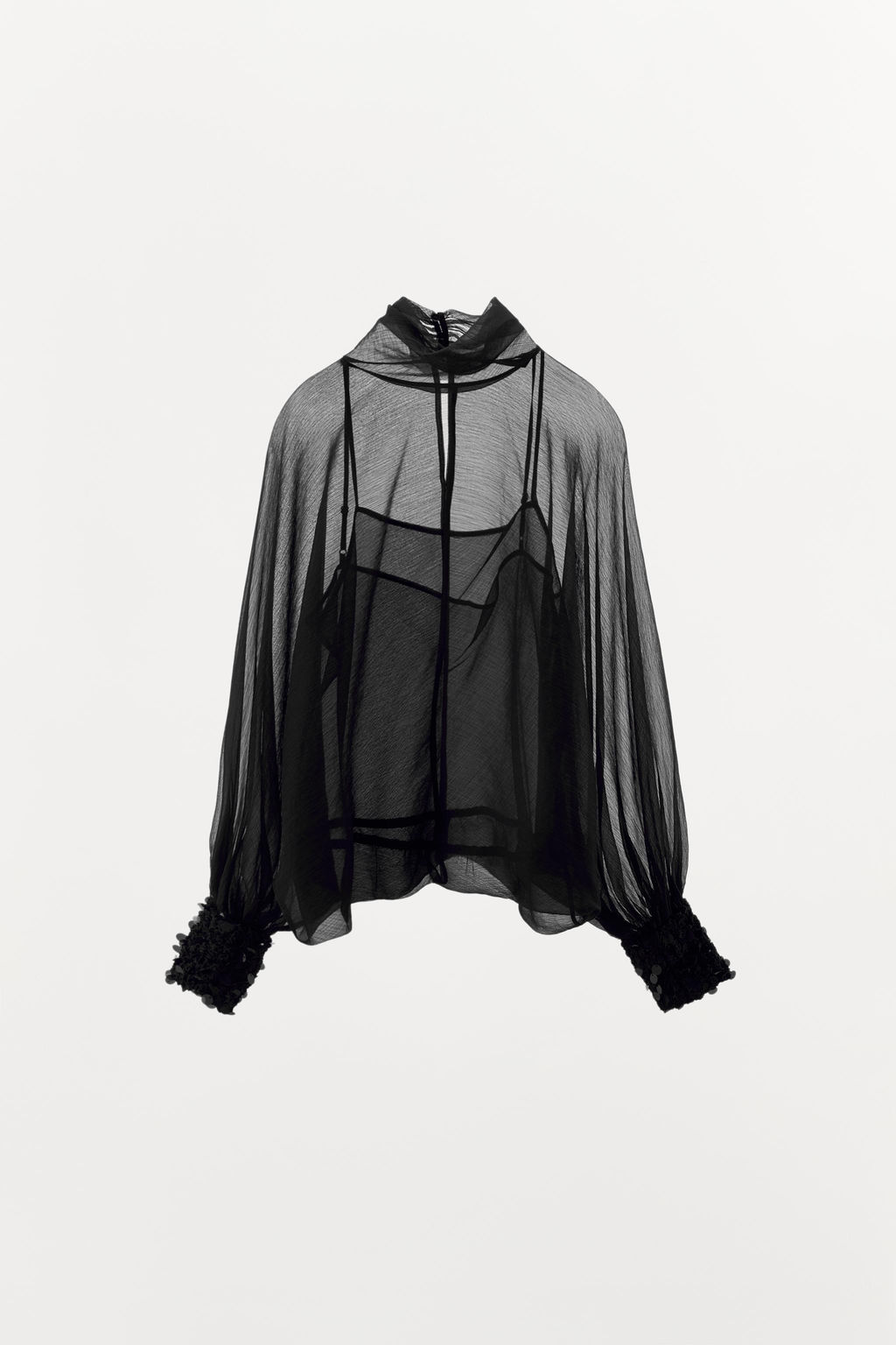 ZW COLLECTION SEMI-SHEER BLOUSE - Zara фото 12