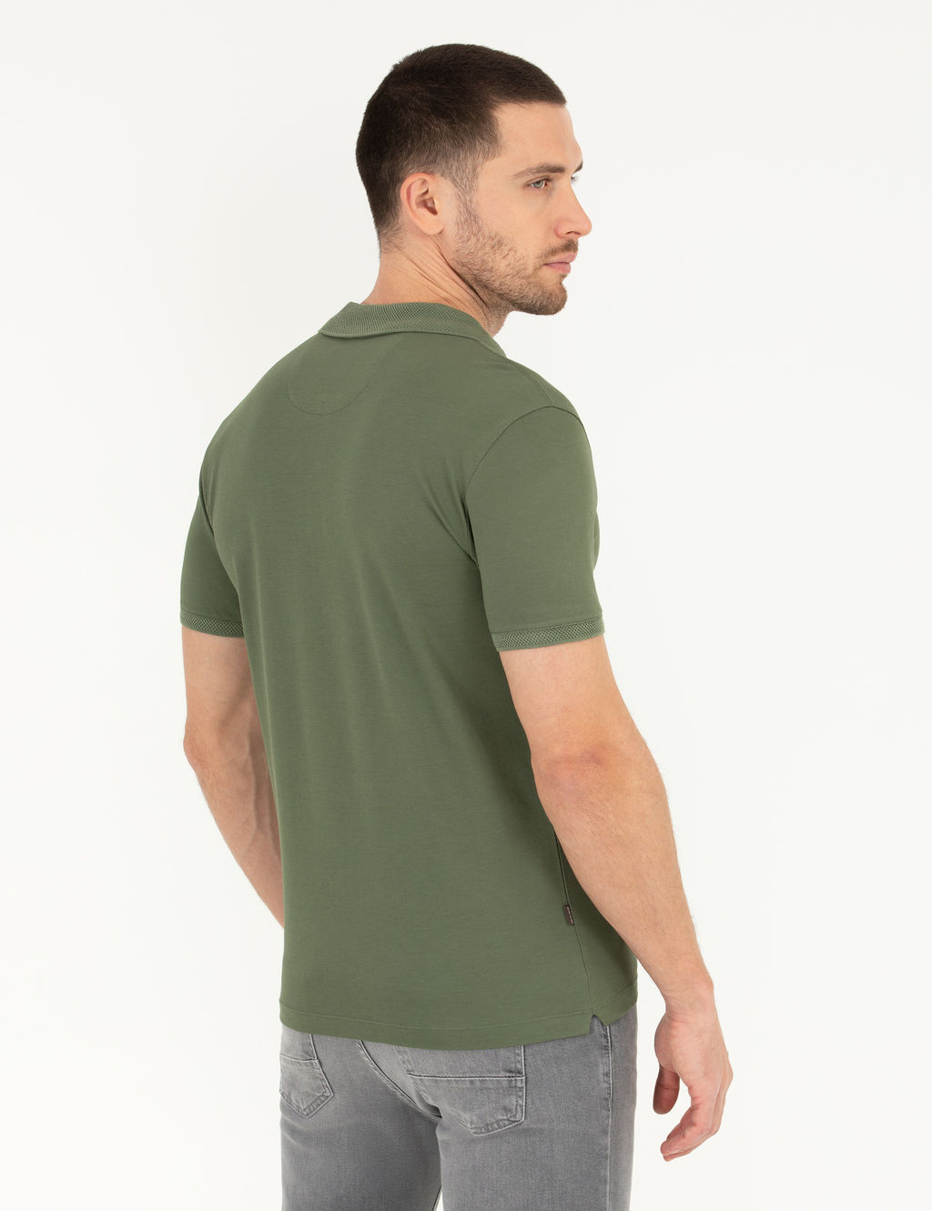 Haki Slim Fit Polo Yaka Merserize Ti__rt