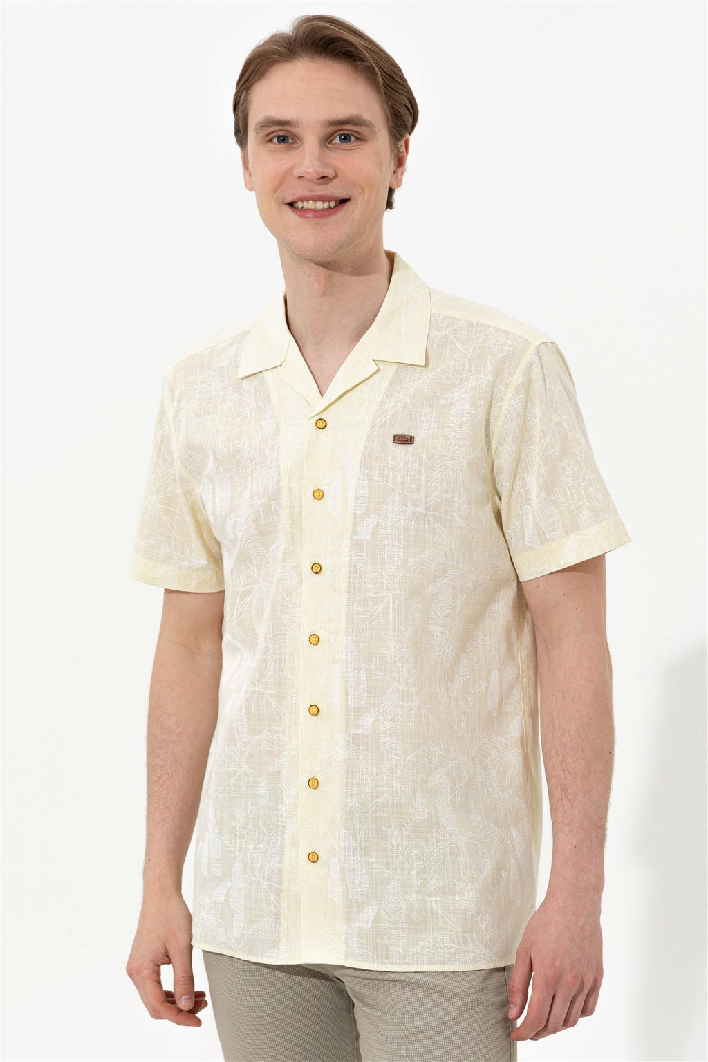 U. S. Polo Assn Мужская светло-желтая рубашка с коротким рукавом - U.s. polo assn фото 7