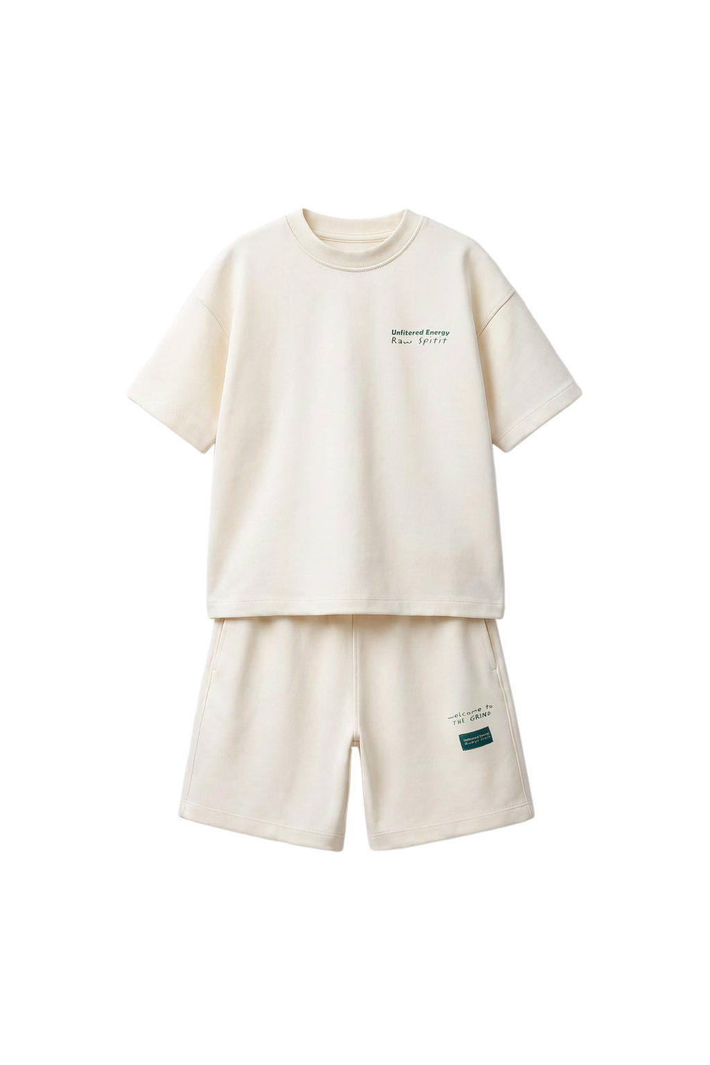 CONJUNTO CAMISETA Y BERMUDA INTERLOCK / Crudo