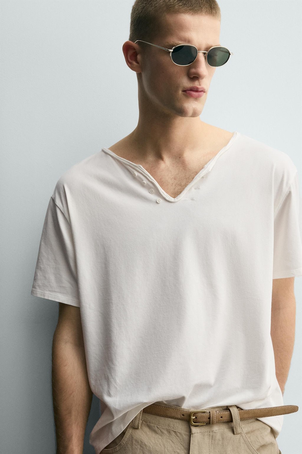 CAMISETA CUELLO PANADERO IRREGULAR / Crudo - Zara фото 6