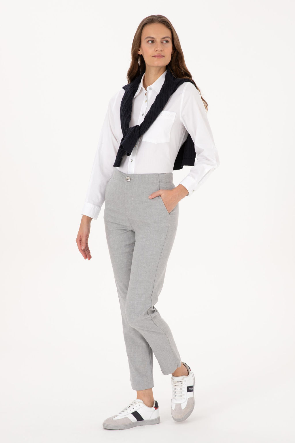 Kad_n A__k Gri Kanvas Pantolon