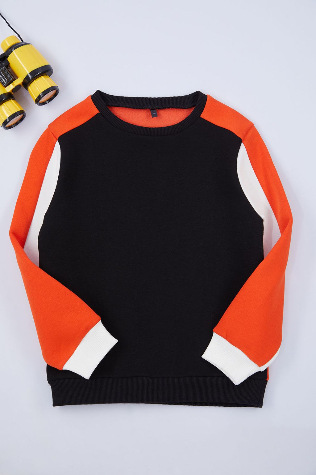 Haki Erkek Cocuk Renk Bloklu Pamuklu Bisiklet Yaka Orme Sweatshirt TKDAW25SW00037 - Trendyolmilla фото 2