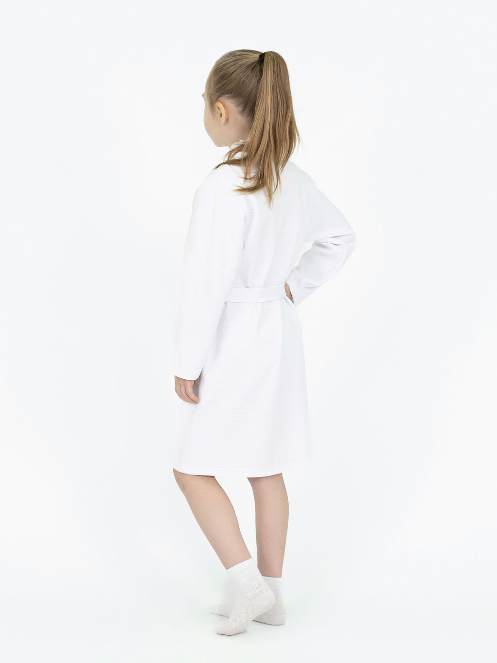 Халат детский белый  вафельный 913 (122, 64)