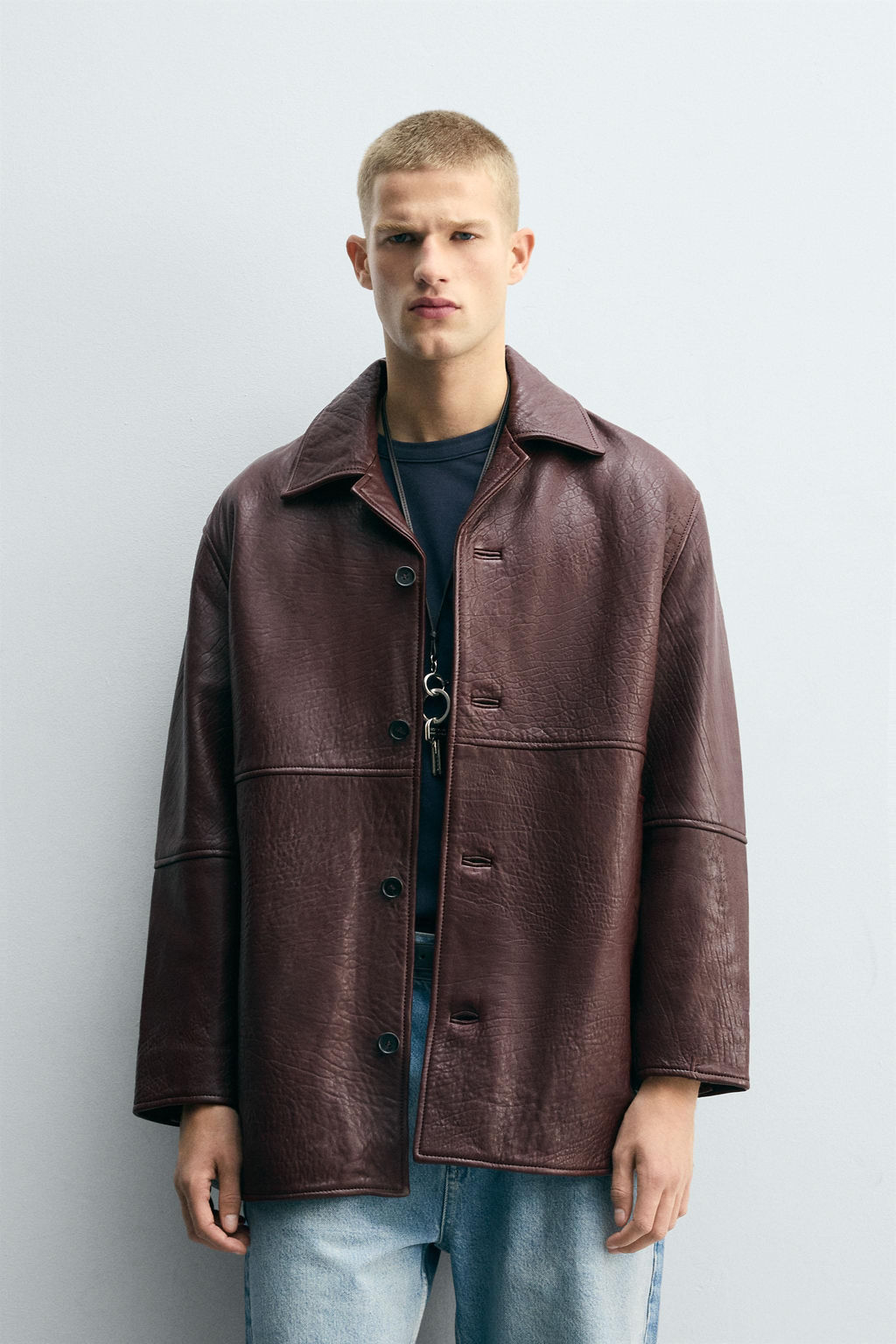 TEXTURED LEATHER JACKET - Zara фото 2