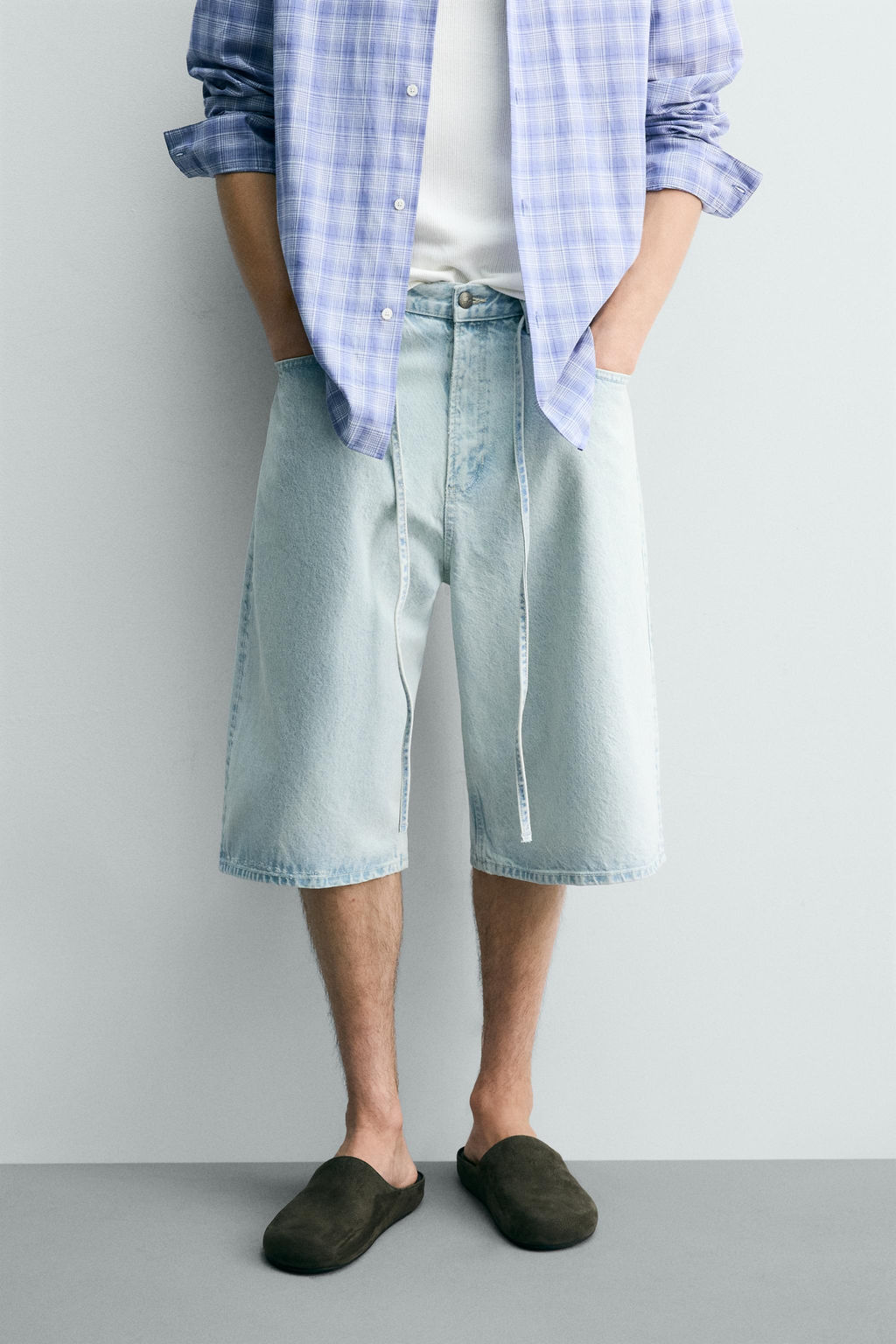 JORTS DENIM BAGGY FIT BORDADOS / Azul claro - Zara фото 2