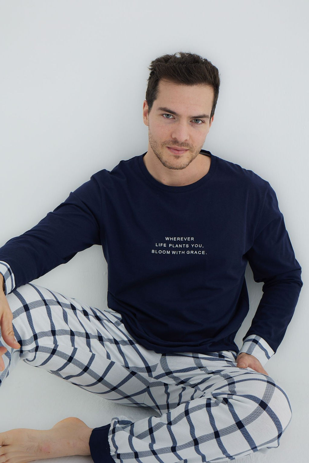 TRENDYOL MAN Lacivert Orme Pijama Tak?m? TMNAW25PT00071 - Trendyolmilla фото 8
