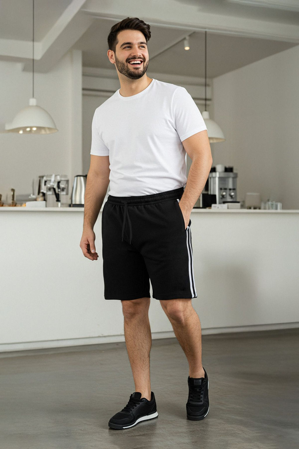 TRENDYOL MAN Siyah Buyuk Beden Regular/Normal Kesim Fermuar Cepli Sort & Bermuda TMNSS25AP00010