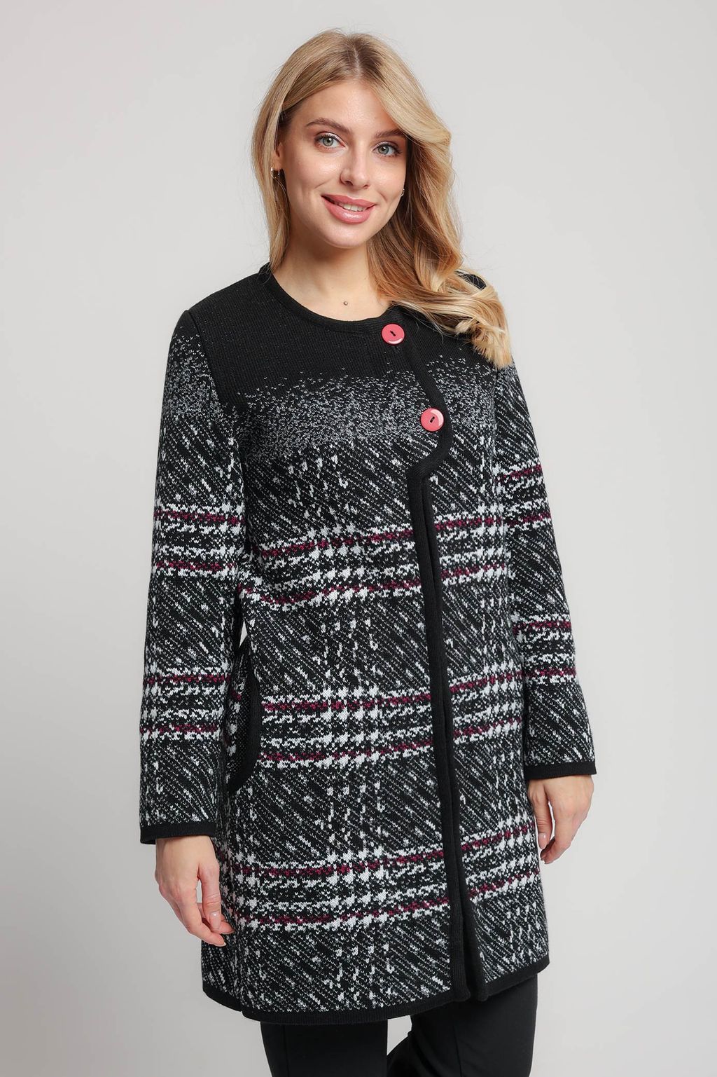Кардиган В 1742/черно-ягодный (1330) - Злата Стиль фото 2