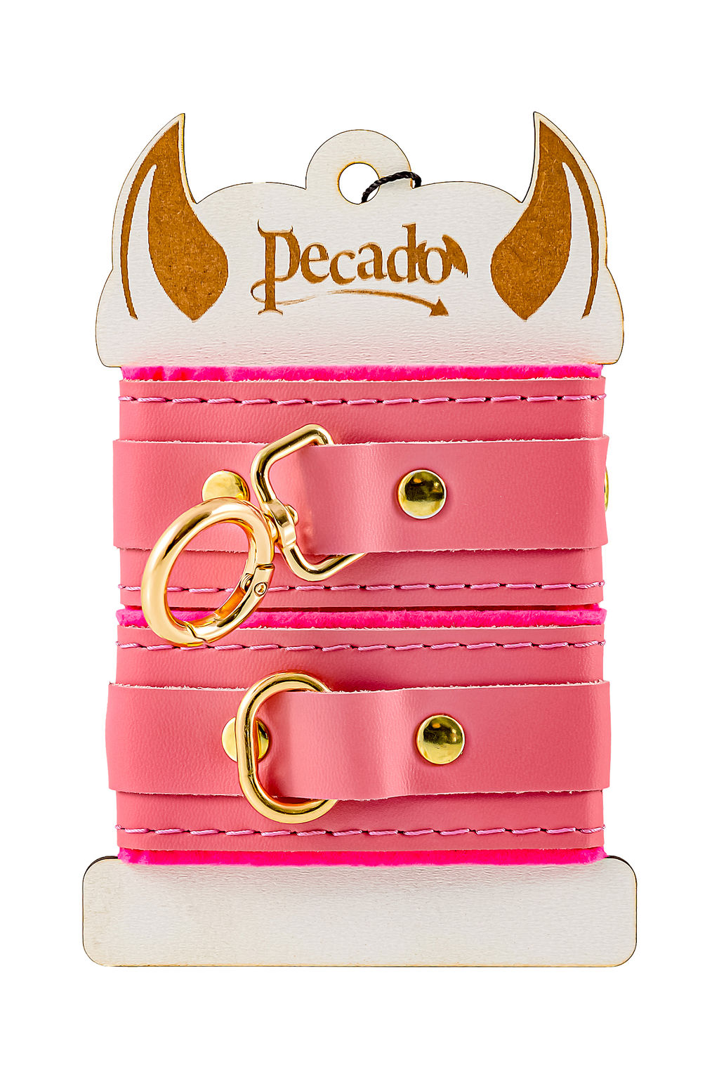 Оковы Pecado BDSM, МИНИ двуслойный, оригинальная сцепка, натуральная кожа, розовый