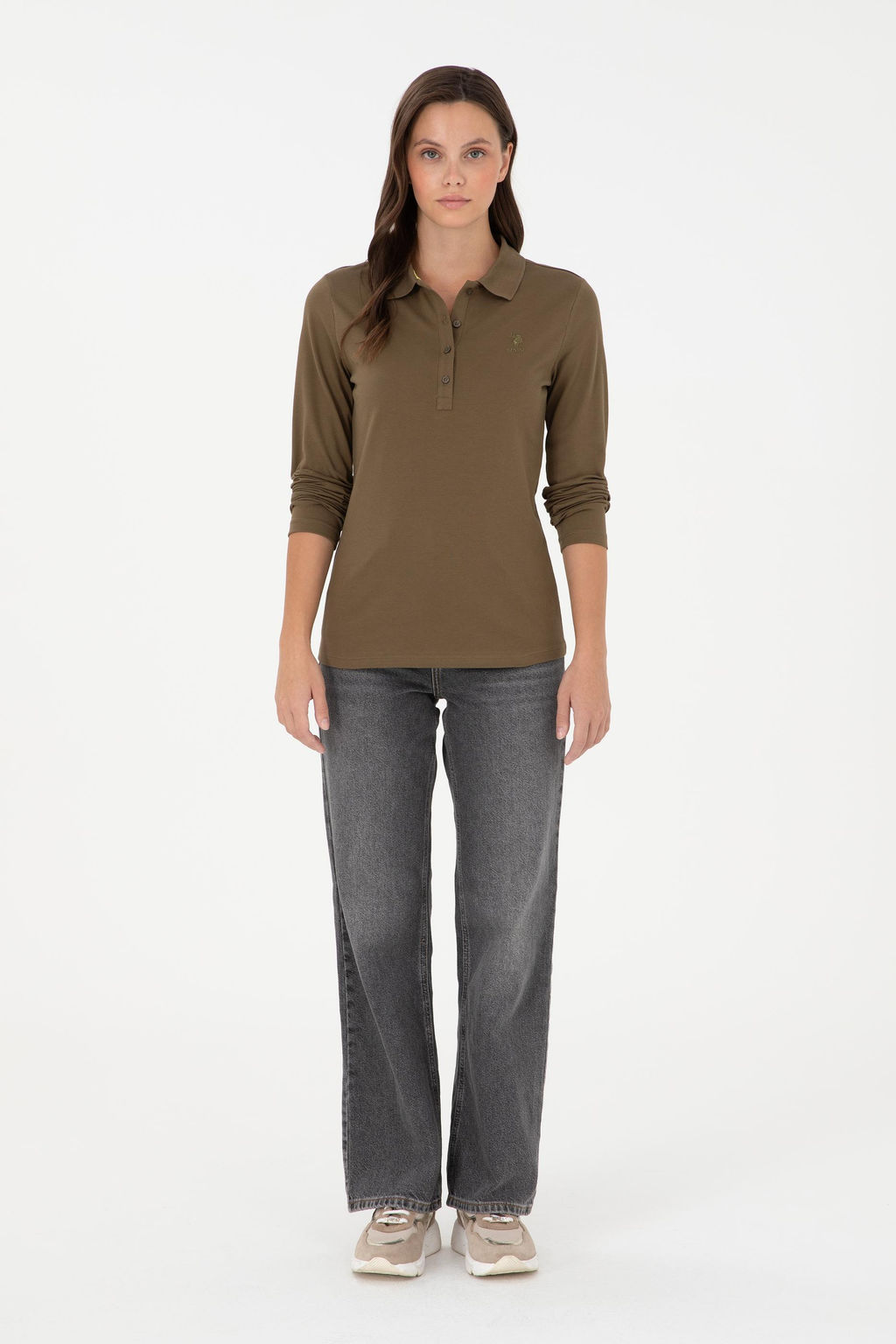 Женский базовый свитшот цвета хаки Неожиданная скидка в корзине - U.s. polo assn фото 4