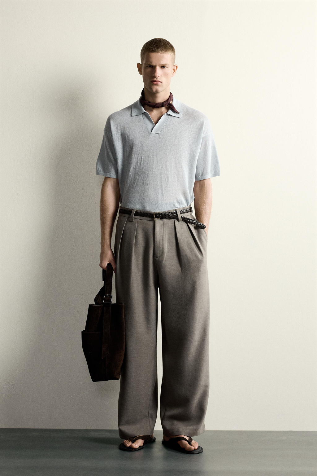 POLO PUNTO RELAXED FIT 100% LINO / Azul pastel