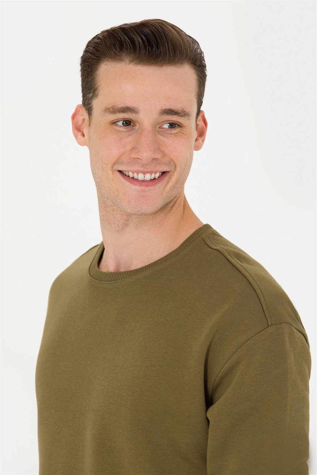 U. S. Polo Assn Мужской комфортный свитшот цвета хаки с круглым вырезом - U.s. polo assn фото 2