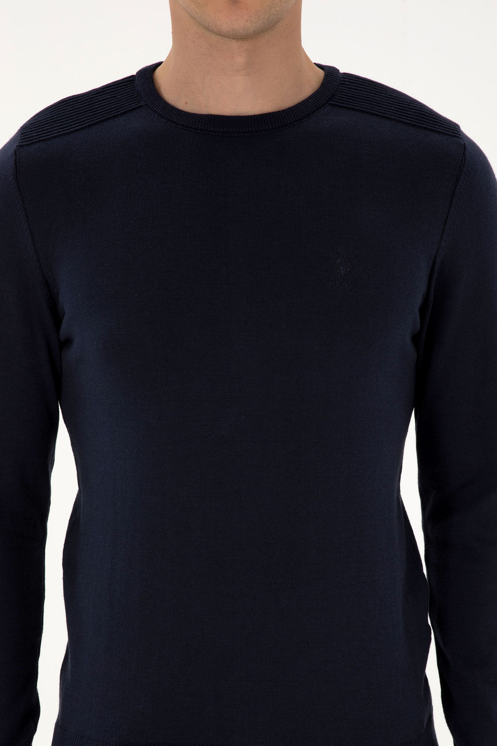Erkek Slim Fit Bisiklet Yaka Lacivert Basic Kazak - U.s. polo assn фото 13