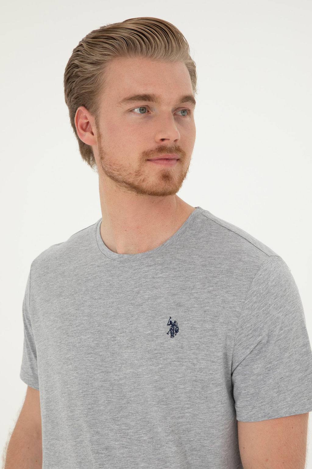 Мужская серая меланжевая базовая футболка Неожиданная скидка в корзине - U.s. polo assn фото 3