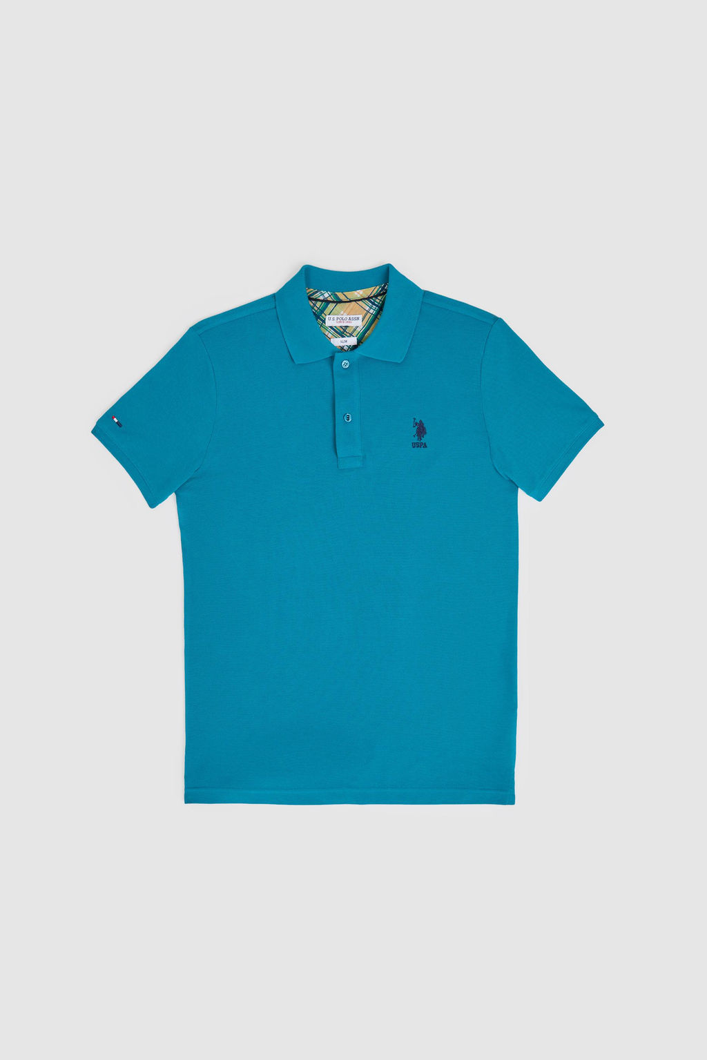Erkek Slim Fit Polo Yaka Petrol Basic Ti__rt