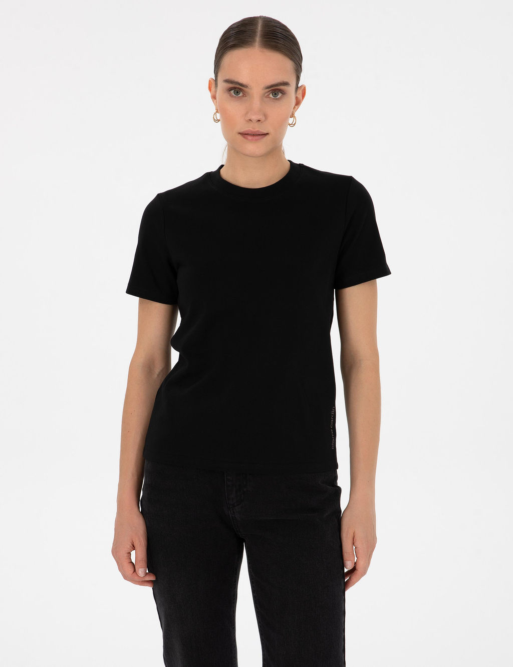 Siyah Regular Fit Basic Ti__rt