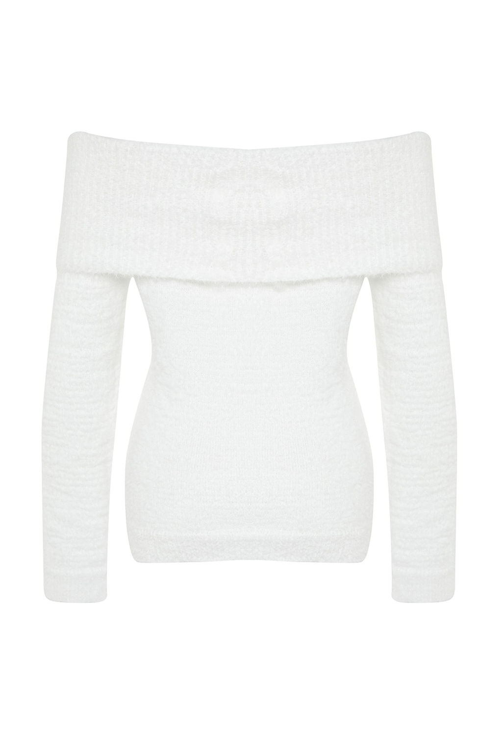 Ekru Carmen Yaka Tuylu/Sakal Iplikli Triko Kazak TWOAW24KZ00121