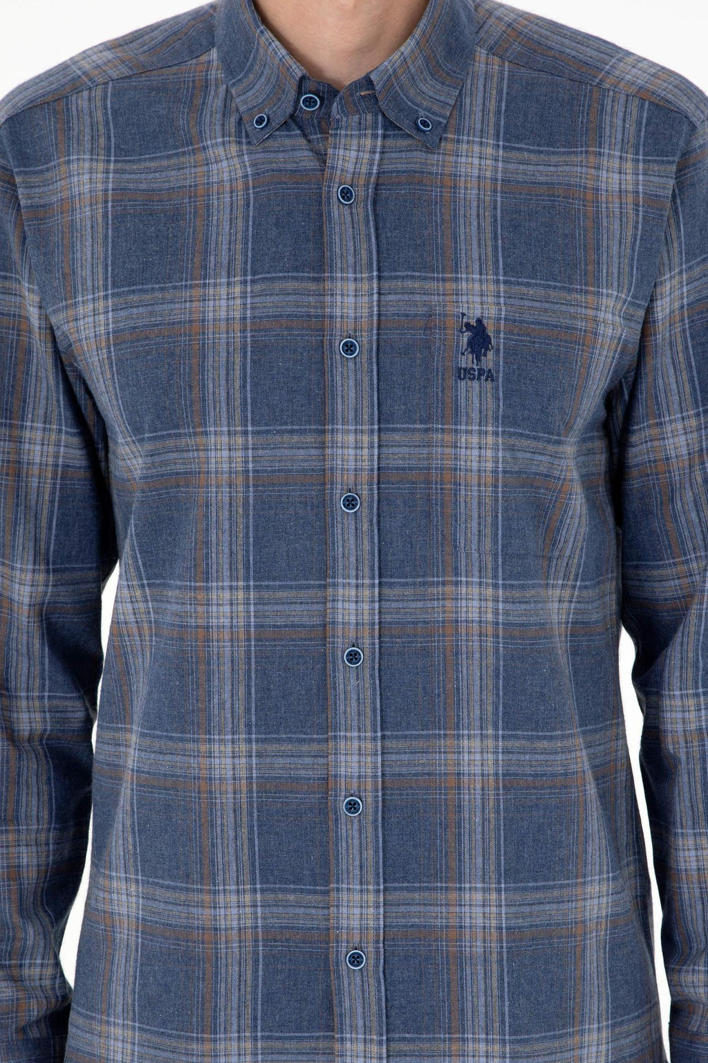 Мужская рубашка с длинным рукавом цвета индиго Неожиданная скидка в корзине - U.s. polo assn фото 6