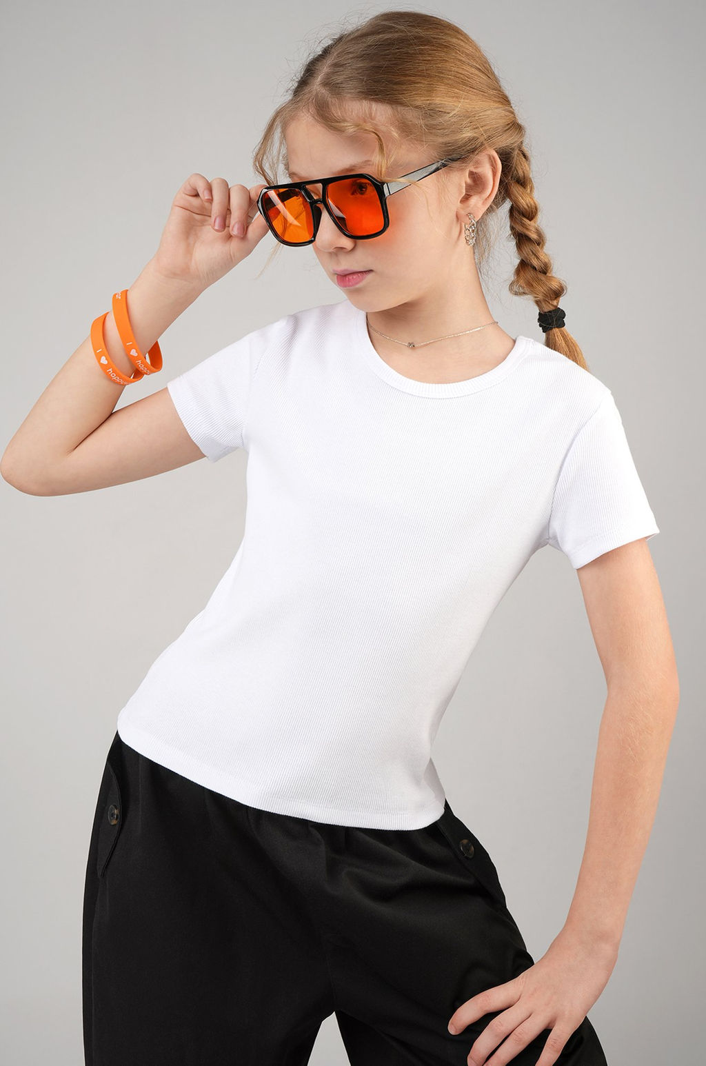 Футболка для девочки в рубчик из рибаны Happyfox  фото 39