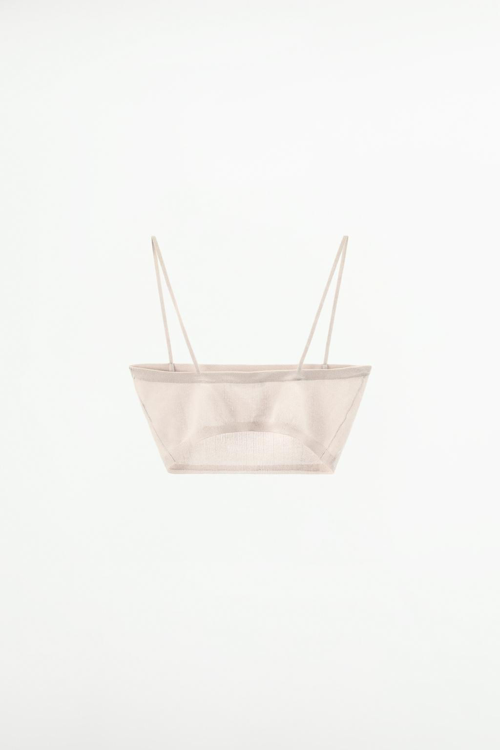 FINE KNIT BANDEAU NECKLINE BRA WITH SEQUINS - Zara фото 6