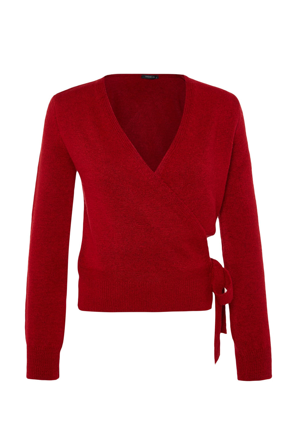 K?rm?z? Yumusak Dokulu Kruvaze Triko Kazak TWOAW24KZ00181 - Trendyolmilla фото 6