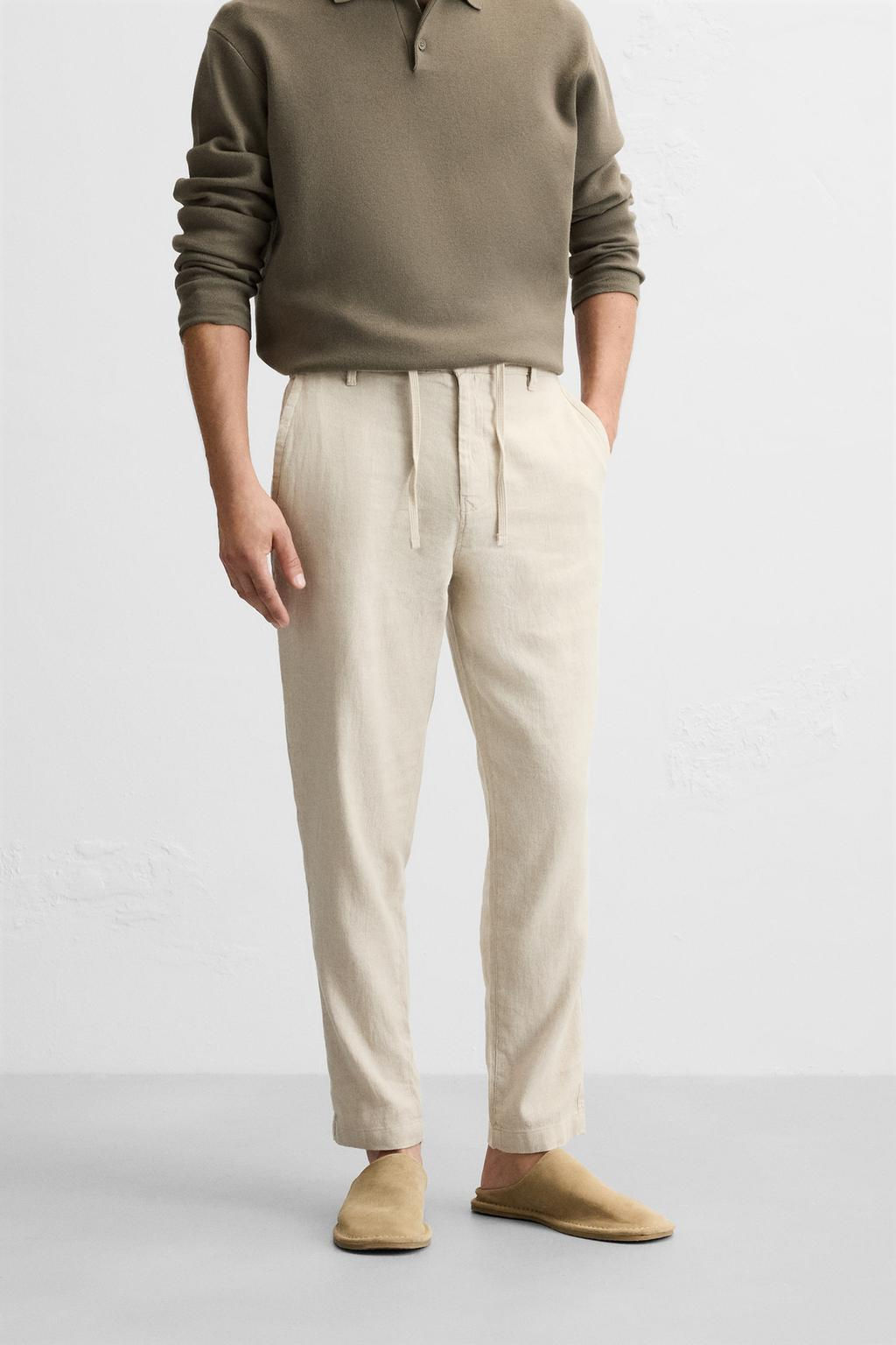 PAMUKLU KETEN PANTOLON - Zara фото 2