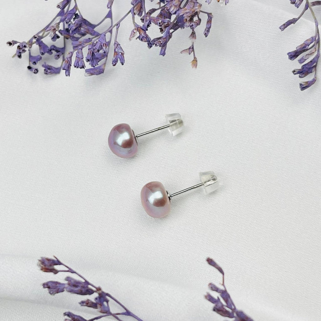 Серьги-пусеты из речного Жемчуга