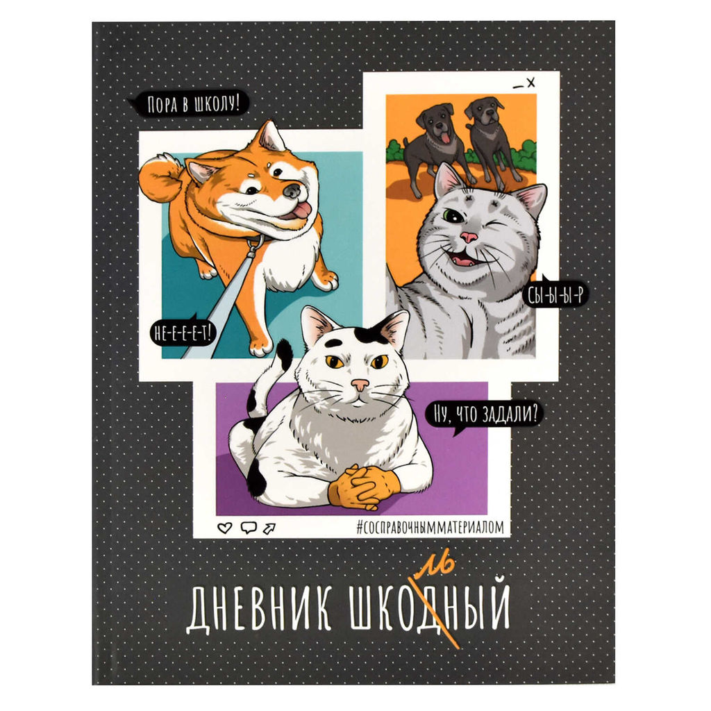 Дневник школьный арт. 66823 КОМИКС / интегральный переплёт, А5+, 48 л., выборочный УФ-лак, матовая