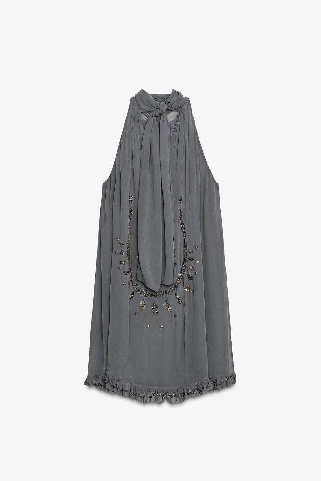 ZW COLLECTION EMBROIDERED HALTER DRESS - Zara фото 9