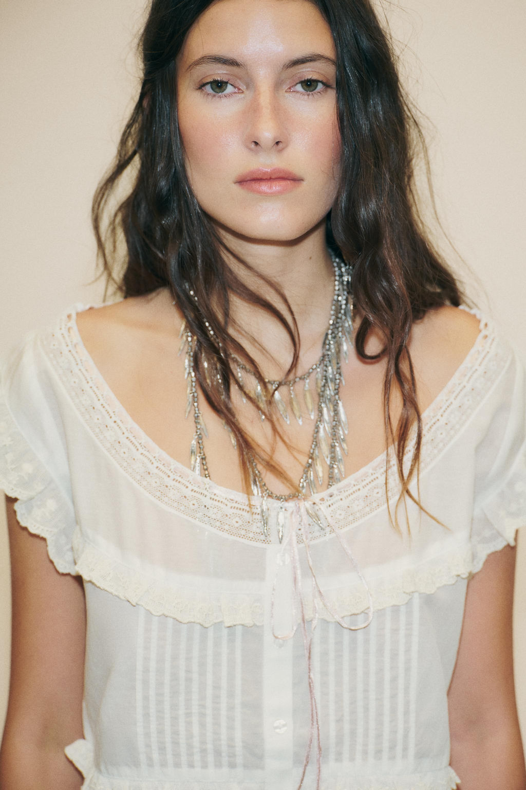 EMBROIDERED GAUZE CROP TOP WITH BOW - Zara фото 4